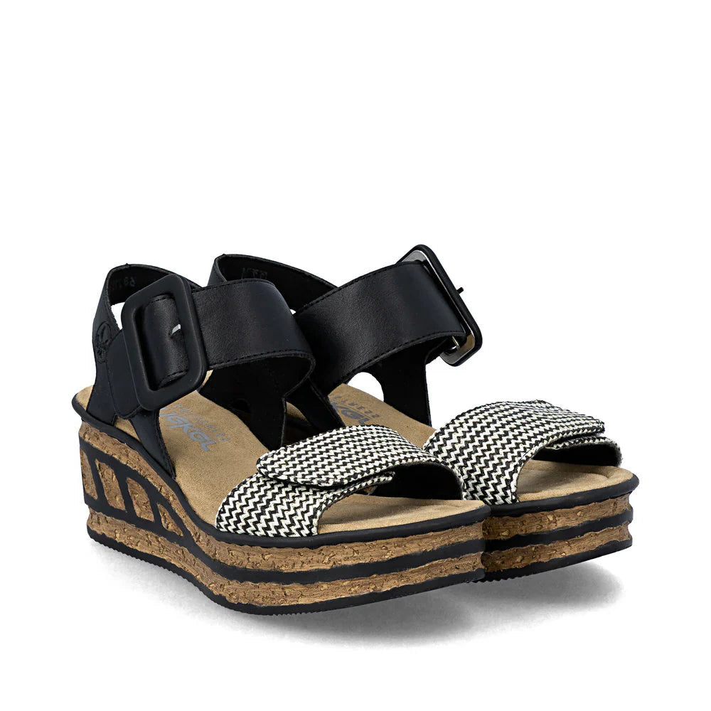 Black and White Wedge Sandal