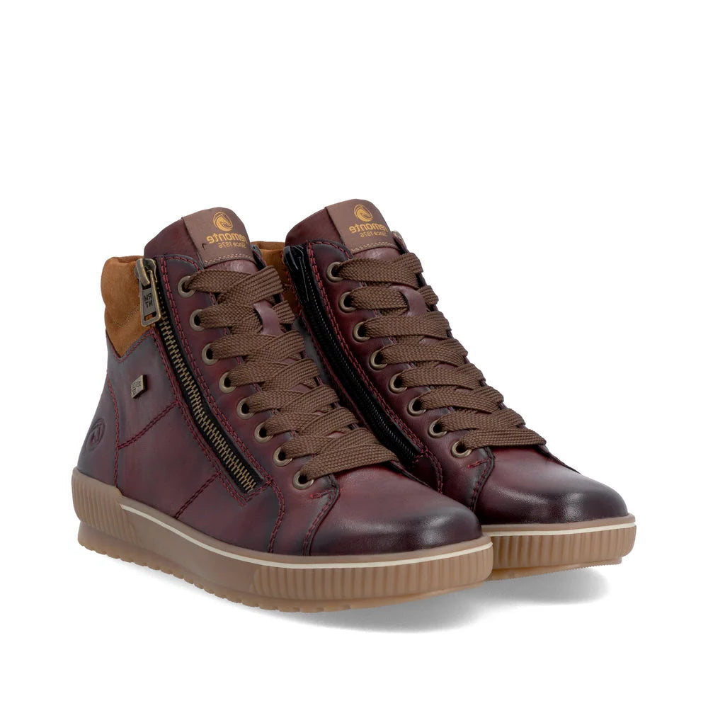 Lace Up & Zip Wine Sneaker Boot