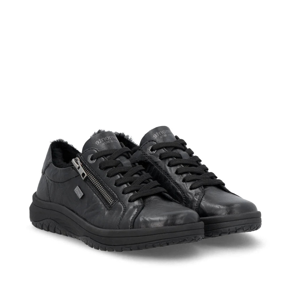 Black Waterproof Wool Lined Zip Up Shoe