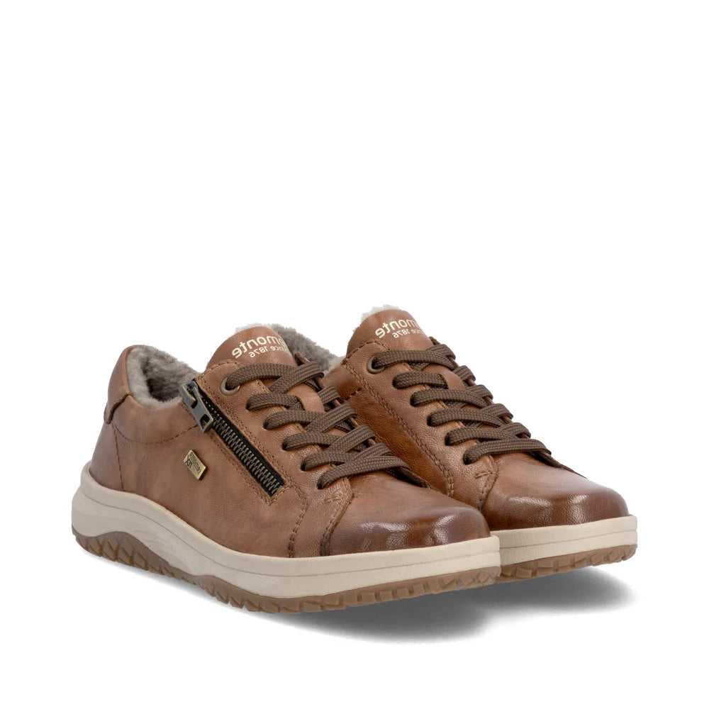 Brown Waterproof Wool Lined Zip Up Shoe
