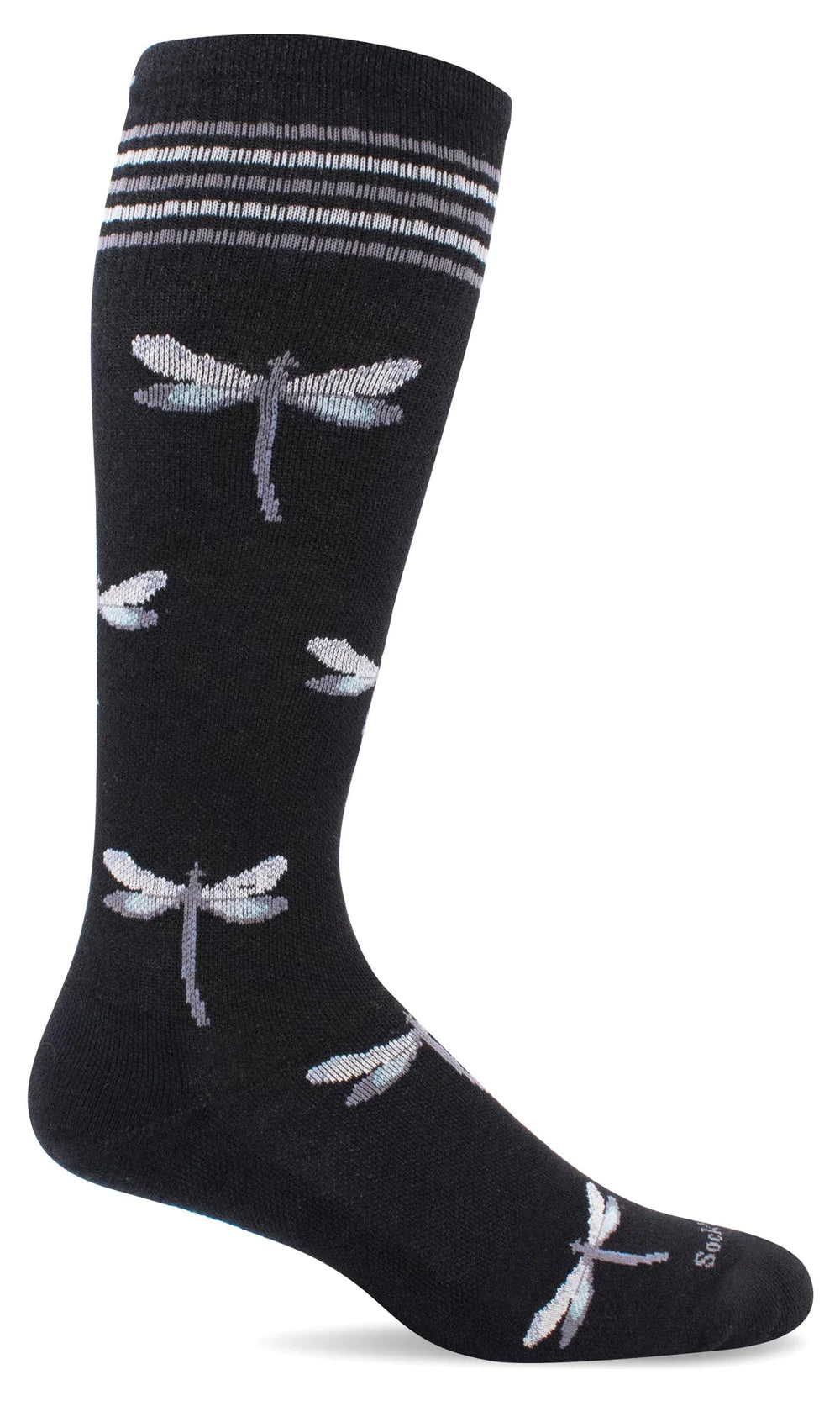 Dragonfly Black Graduated Compression Sock