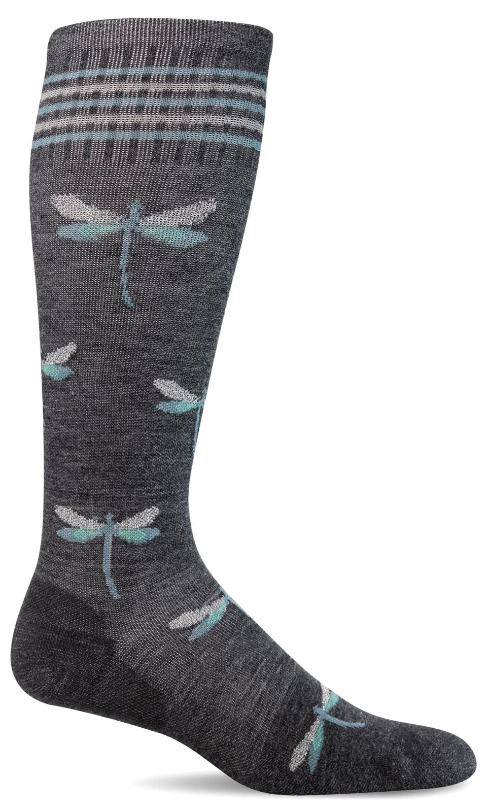 Dragonfly Charcoal Graduated Compression Sock