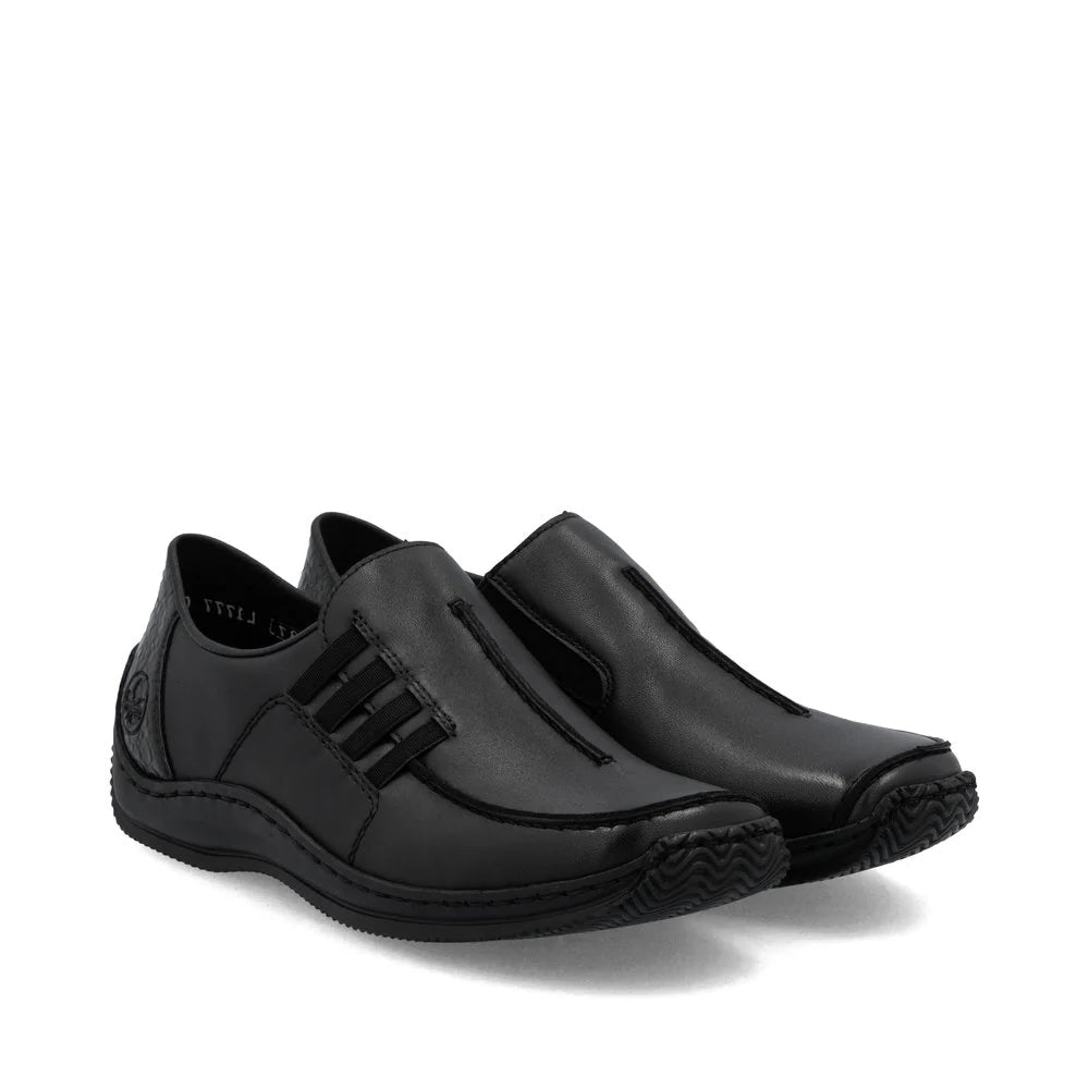 Black Moc Toe Stretch Loafer