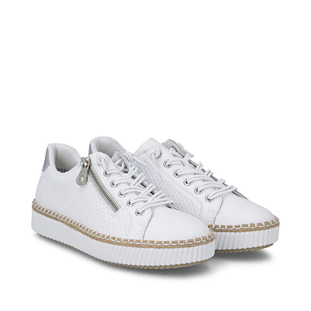 Lace & Zip Woven Leather Sneaker