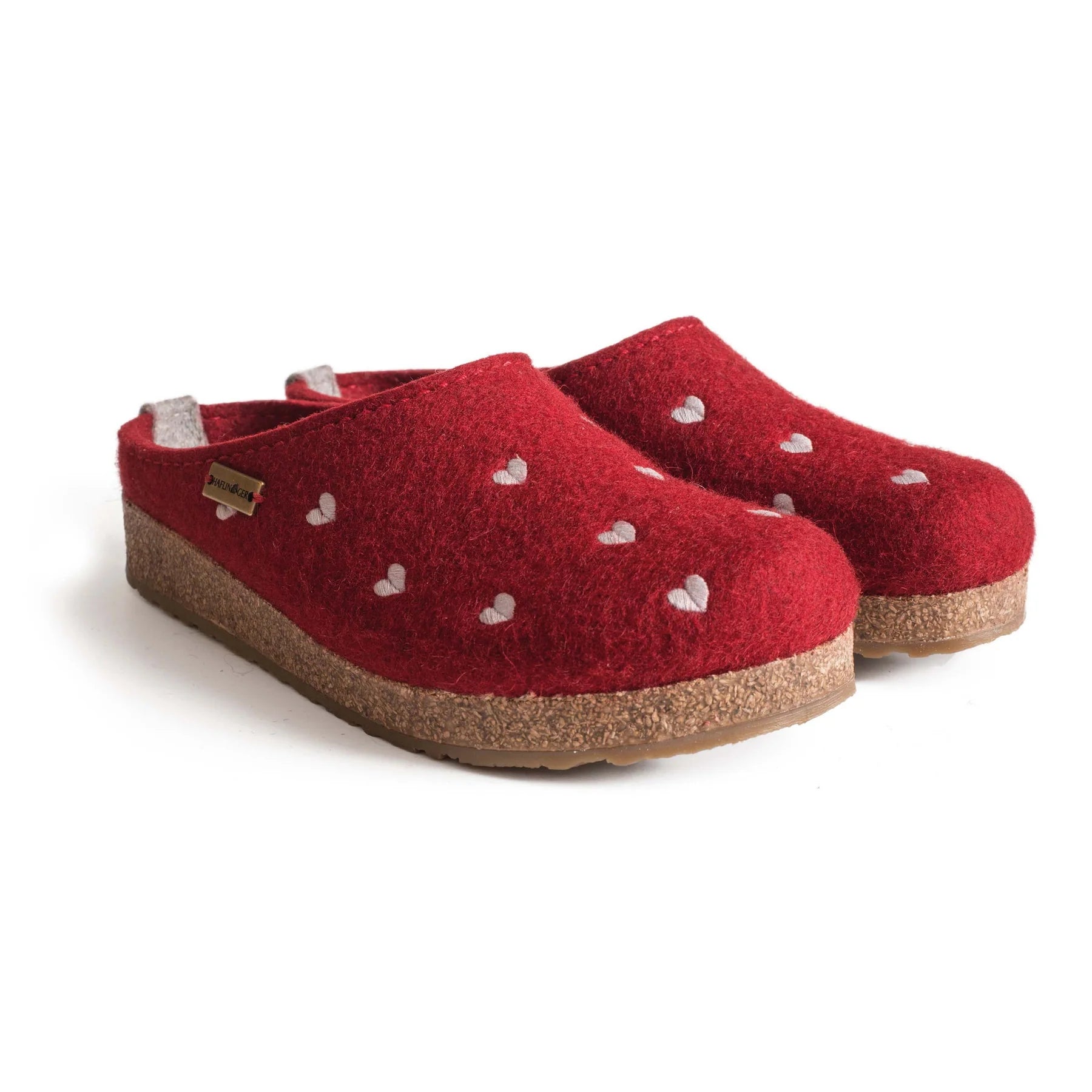 Cuoricini Red with White Hearts Cork & Wool Clog