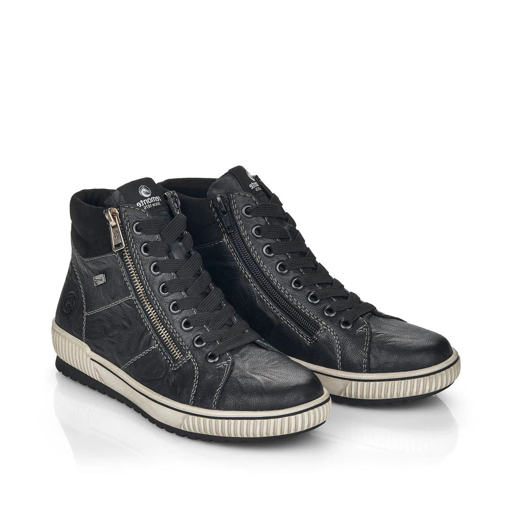 Lace Up & Zip Black Sneaker Boot