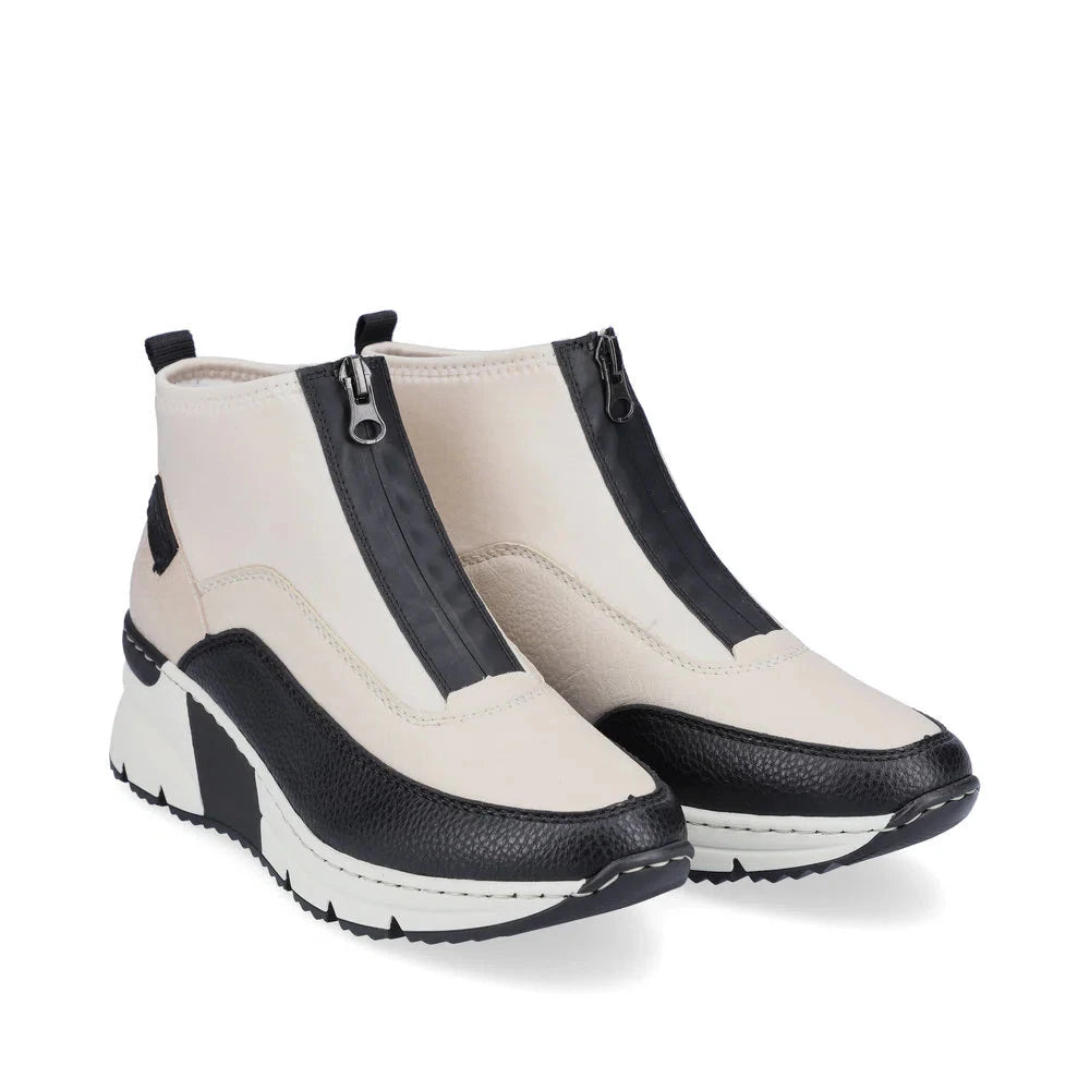 White Front Zip Casual Boot