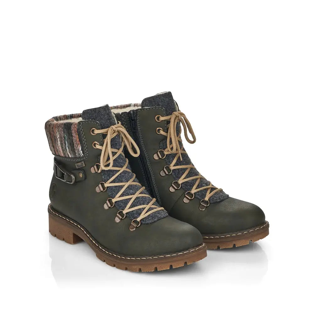 Lace Up & Zip Forest Wool Lined Boot