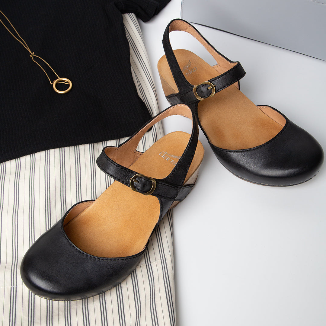 Tiffani Black Closed Toe Wedge - Main Image