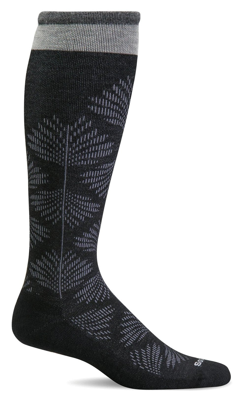 Full Floral Black Graduated Compression Wide Calf (Women's size scale)