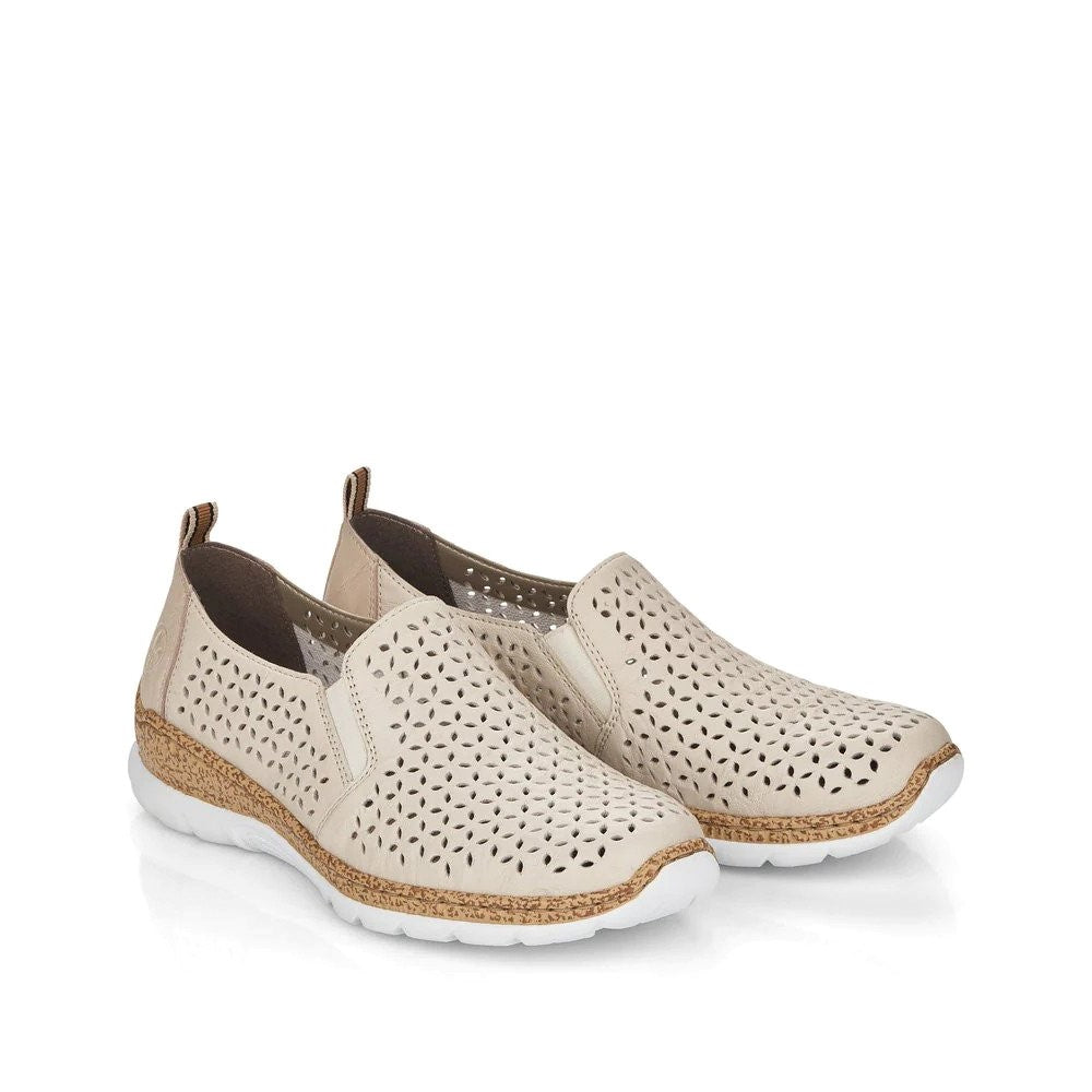 Perforated Cream Slip-On